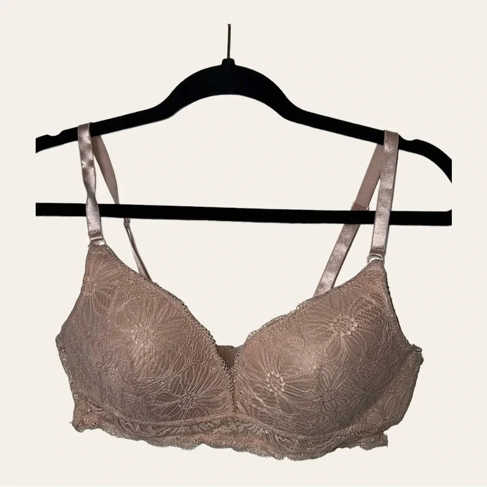 0272. Hush USA Women's Pink Lace‎ T-Shirt Bra 38C Adjustable Straps Padded